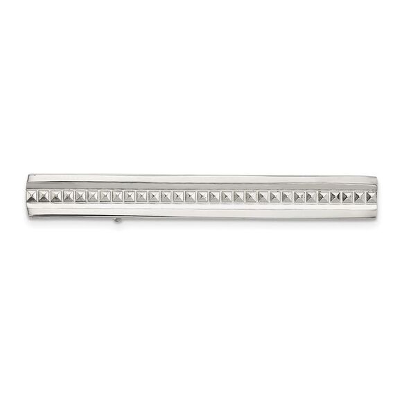 Stainless Steel Polished Studded Tie Bar Clip, 7 x 62mm - Picture 1 of 4